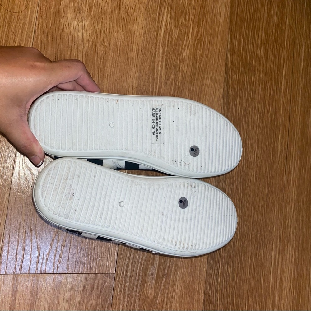 Charlotte Russe Black and White Stripe Lace-Up Sneakers - Picture 3 of 3